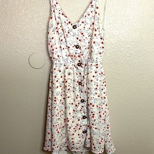worn once.White w red little flowers & navy stems